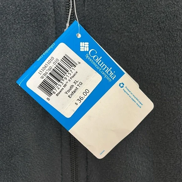 New Columbia Youth Size XL Black Fleece Full Front Zip Closure Jacket - Picture 3 of 8